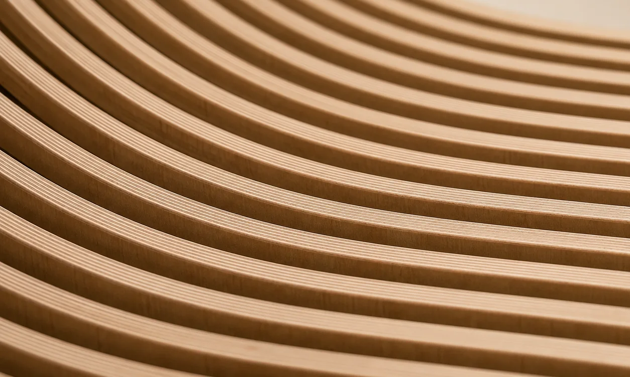 CNC-cut plywood rib geometry, FormTech feature wall detail